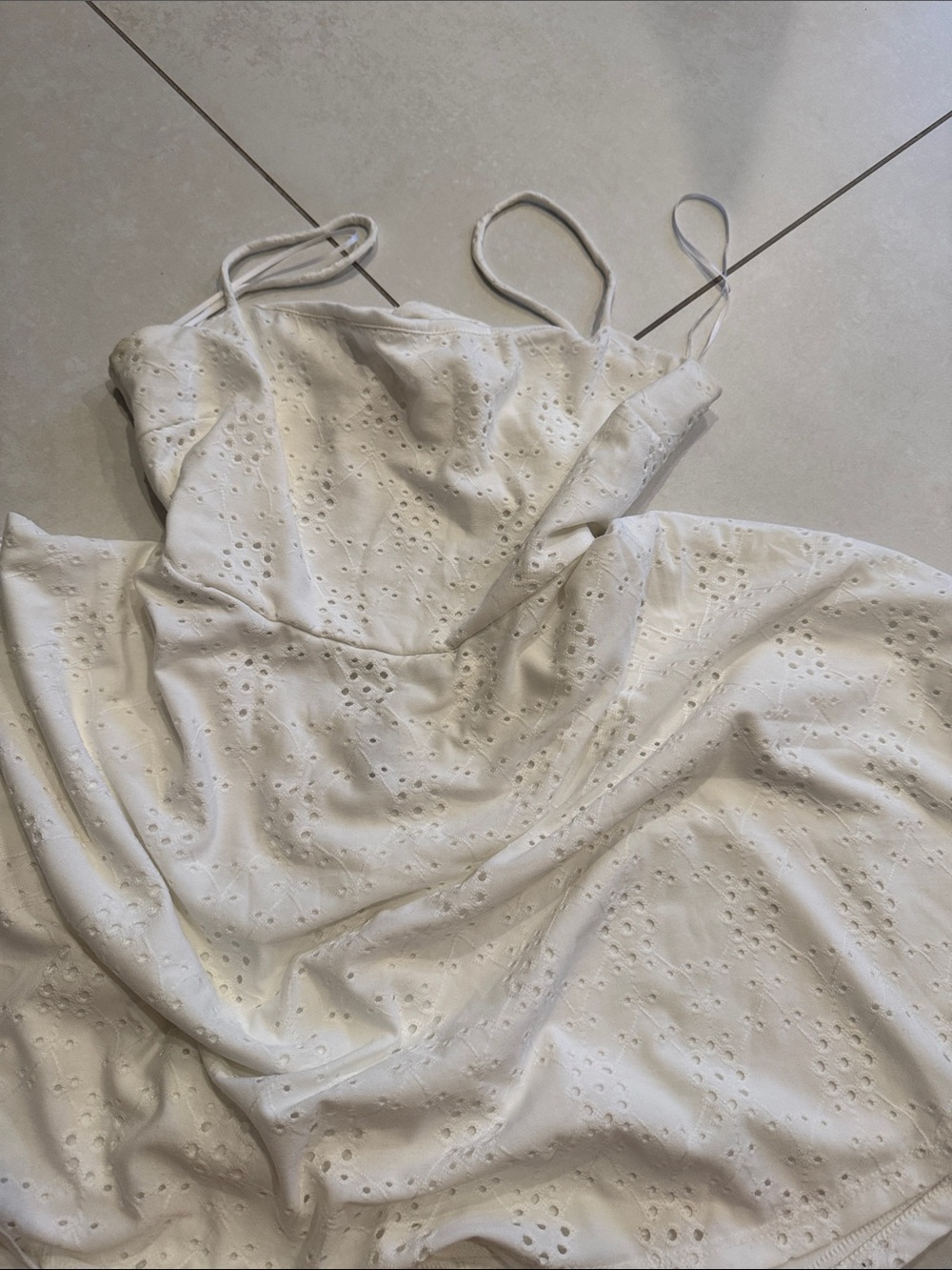 White Eyelet Sundress with Spaghetti Straps - Picture 2 of 6